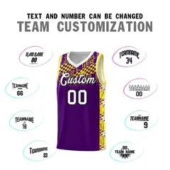 Purple Mosaic Stars Pattern Basketball Jersey 4