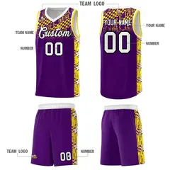 Purple Mosaic Stars Pattern Basketball Jersey 5