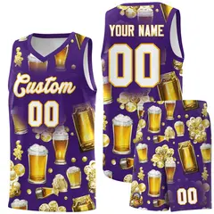 Purple National Beer Day Beer Bubble Basketball Jersey