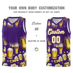 Purple National Beer Day Beer Bubble Basketball Jersey 2