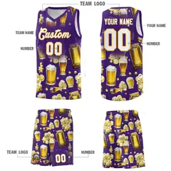 Purple National Beer Day Beer Bubble Basketball Jersey 3