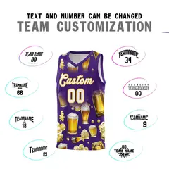 Purple National Beer Day Beer Bubble Basketball Jersey 4