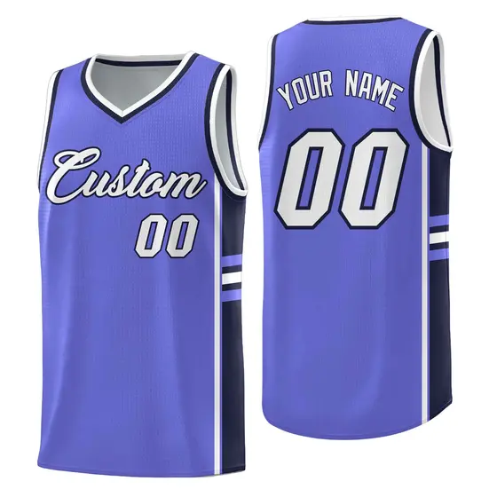 Purple Navy Classic Color Block Varsity Basketball Jersey