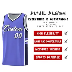 Purple Navy Classic Color Block Varsity Basketball Jersey 2