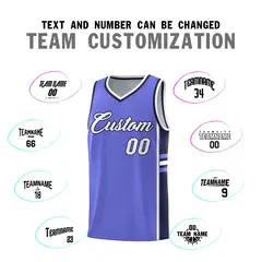 Purple Navy Classic Color Block Varsity Basketball Jersey 4