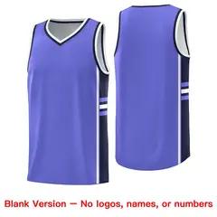 Purple Navy Classic Color Block Varsity Basketball Jersey 6