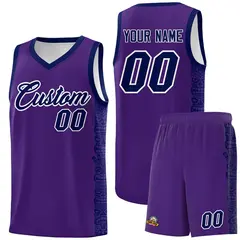 Purple Navy Indians Pattern Basketball Uniform Jersey