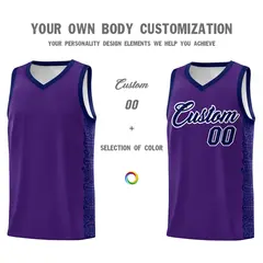 Purple Navy Indians Pattern Basketball Uniform Jersey 3