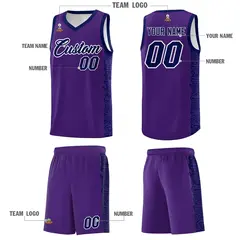 Purple Navy Indians Pattern Basketball Uniform Jersey 5