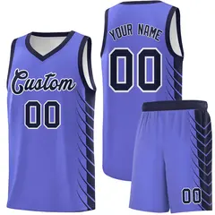 Purple Navy Side Symmetrical Line Pattern Basketball Jersey 1