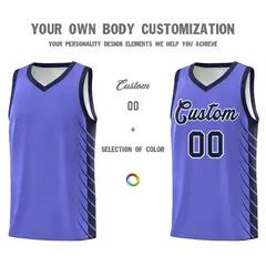 Purple Navy Side Symmetrical Line Pattern Basketball Jersey 3