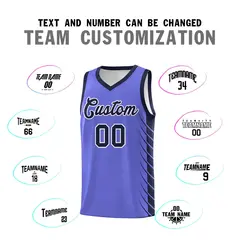 Purple Navy Side Symmetrical Line Pattern Basketball Jersey 4