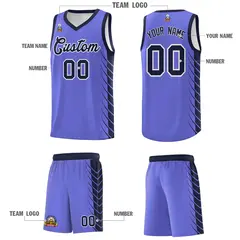 Purple Navy Side Symmetrical Line Pattern Basketball Jersey 5