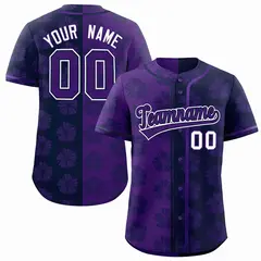 Purple Navy Split Flower Graffiti Authentic Baseball Jersey 1