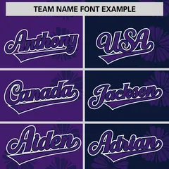 Purple Navy Split Flower Graffiti Authentic Baseball Jersey 3