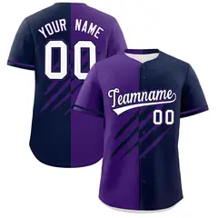 Purple Navy Split Tiger Claw Scratch Baseball Jersey 1