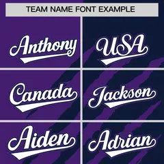 Purple Navy Split Tiger Claw Scratch Baseball Jersey 3