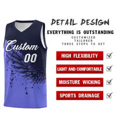 Purple Navy Wing Pattern Basketball Sports Uniform Jersey 2