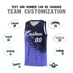 Purple Navy Wing Pattern Basketball Sports Uniform Jersey 4