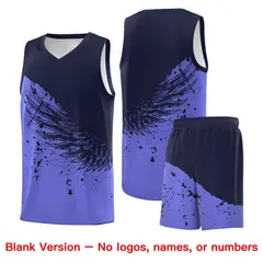 Purple Navy Wing Pattern Basketball Sports Uniform Jersey 7