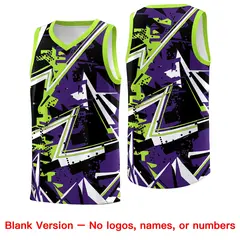 Purple Neon Green Abstract Graffiti Basketball Jersey 6