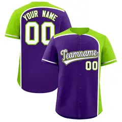 Purple Neon Green Color Block Authentic Baseball Jersey 1