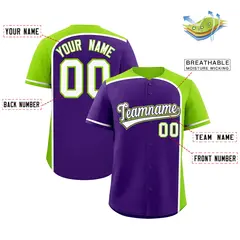 Purple Neon Green Color Block Authentic Baseball Jersey 2