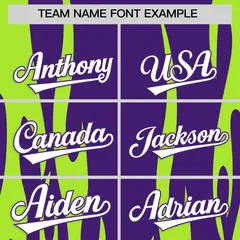 Purple Neon Green Flame Pattern Pullover Baseball Jersey 3