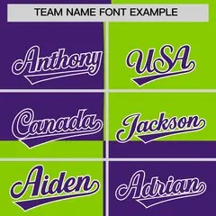 Purple Neon Green Four Squares Color Block Varsity Letterman Hoodie 5
