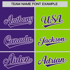 Purple Neon Green Four Squares Performance Polo Shirt 3