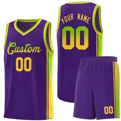 Purple Neon Green-Gold Gradient Basketball Jersey 1