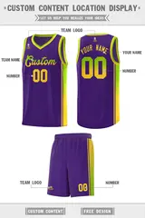 Purple Neon Green-Gold Gradient Basketball Jersey 2