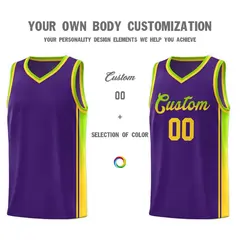 Purple Neon Green-Gold Gradient Basketball Jersey 3