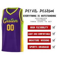 Purple Neon Green-Gold Gradient Basketball Jersey 5