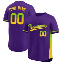 Purple Neon Green Gold Gradient Side Baseball Jersey 1
