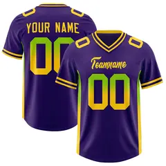 Purple Neon Green Gold Gradient Sides Football Jersey