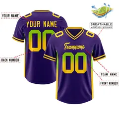 Purple Neon Green Gold Gradient Sides Football Jersey 2