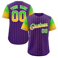 Purple Neon Green Gold-White Stripe Gradient Baseball Jersey