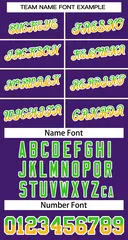 Purple Neon Green Gold-White Stripe Gradient Baseball Jersey 3