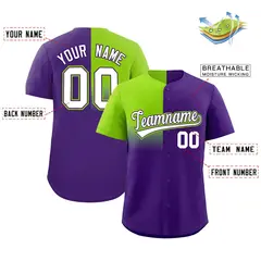 Purple Neon Green Half Gradient Authentic Baseball Jersey 2