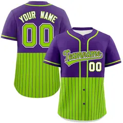 Purple Neon Green Half Stripe Authentic Baseball Jersey 1