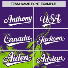 Purple Neon Green Ink Pattern Authentic Baseball Jersey 3