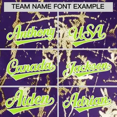 Purple Neon Green Metallic Gold Splatter Baseball Jersey 4