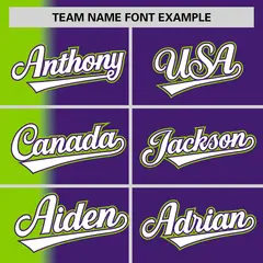 Purple Neon Green Pinstripe Gradient Baseball Jersey 3
