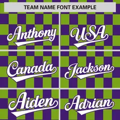 Purple Neon Green Plaid Fashion Authentic Baseball Jersey 3