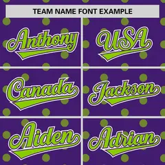 Purple Neon Green Polka Dot Graffiti Baseball Jersey 3