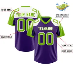 Purple Neon Green Raglan Sleeves Authentic Football Jersey 2