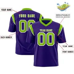 Purple Neon Green Shoulder Cut Two-Tone Flag Football Jersey 2