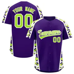 Purple Neon Green Side Camo Baseball Jersey 1