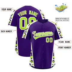 Purple Neon Green Side Camo Baseball Jersey 2